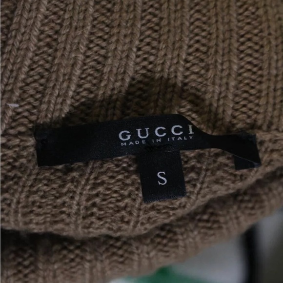 Authentic Gucci Womens  Puffy Short Sleeves Turtleneck Sweater Brown Size Small! - Picture 6 of 11